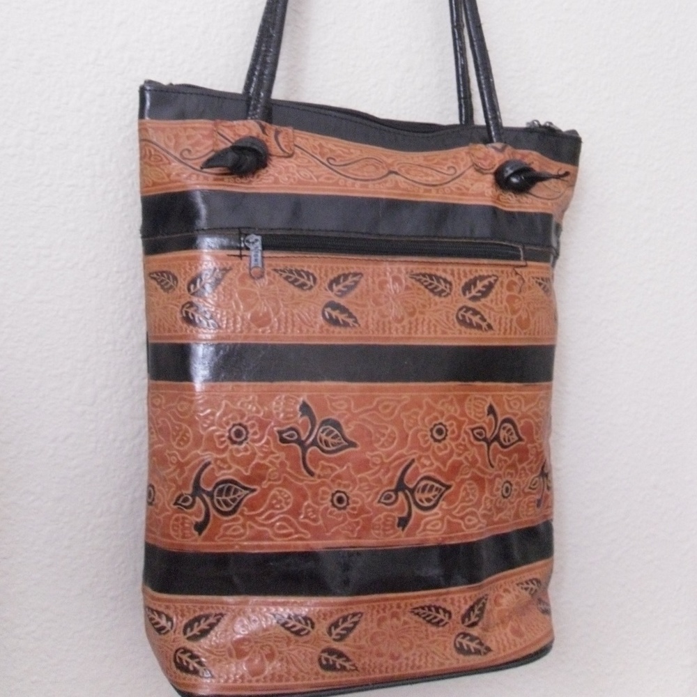 Large leather shopping bag tote purse laptop